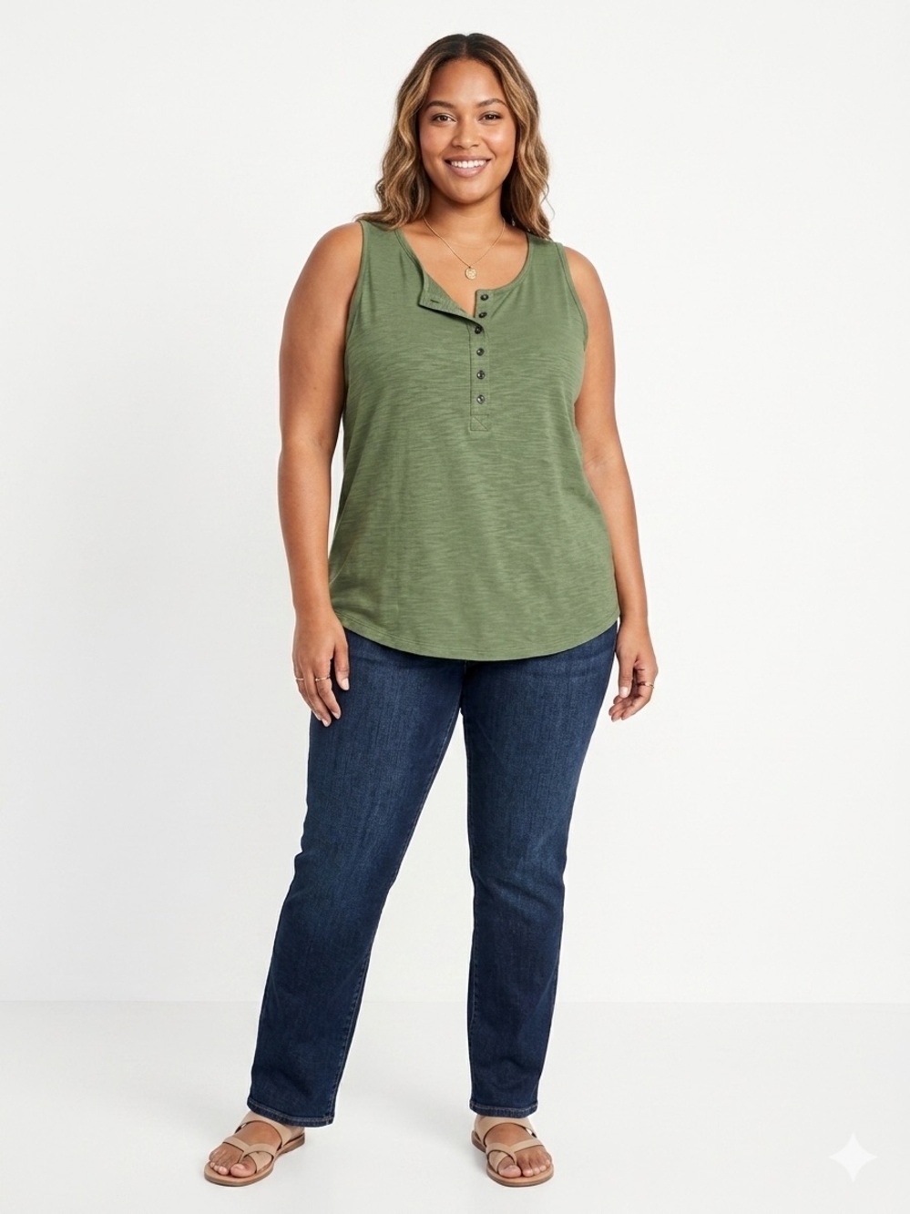 torrid Olive Green Sleeveless Henley Tank - Happy Camper
